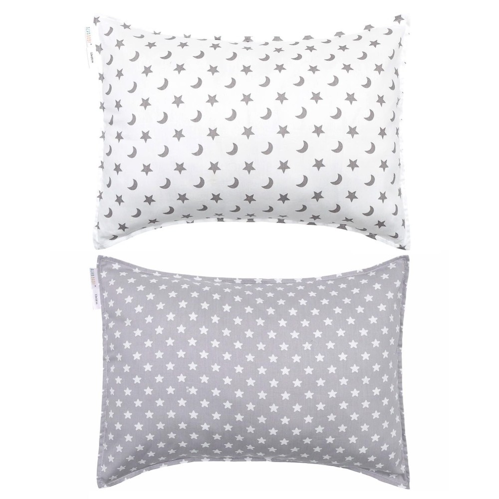 ALVABABY Toddler Pillowcases 2 Pack Organic Cotton Kids Pillow Cover Fit 13x 18 or 12x23 Envelope for Girl Boy Sleepy Travel