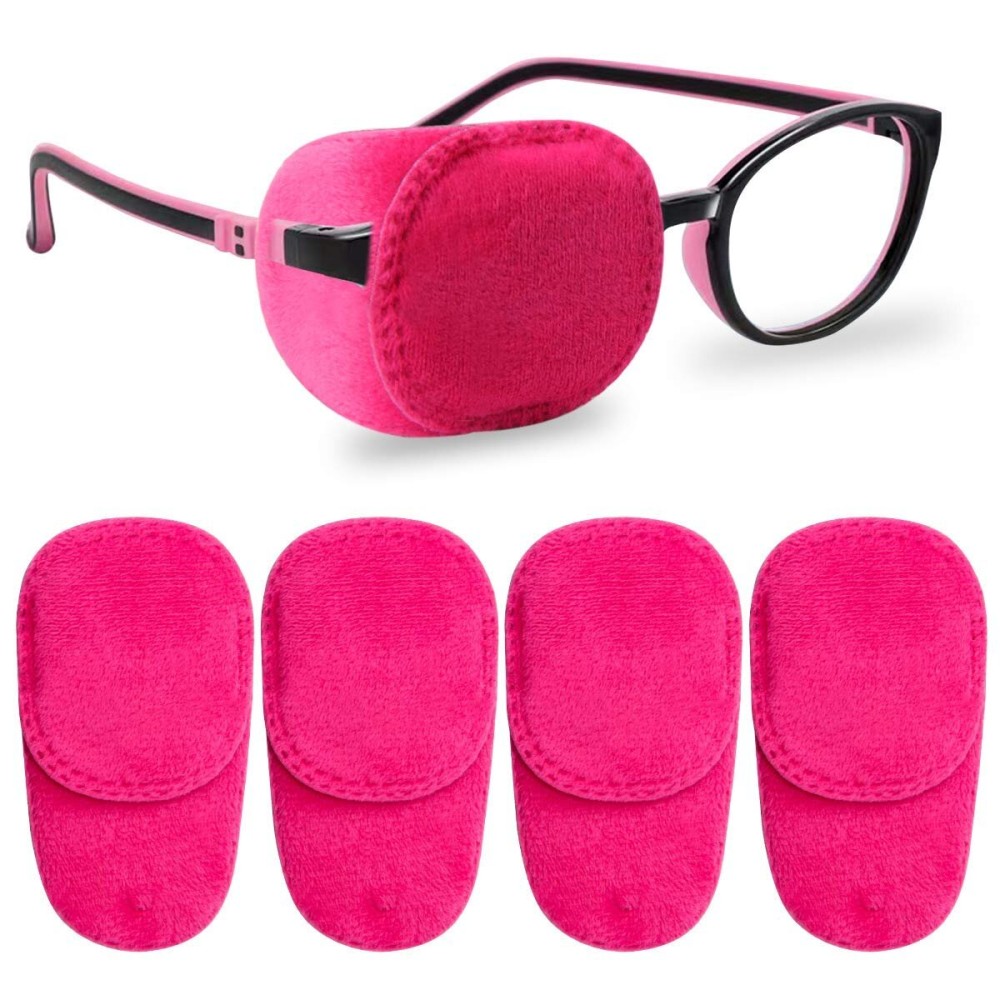 Hecaty 4 Pack Eye Patches for Kids Girls Boys, Right & Left Eye Patch for Glasses, Lazy Eye Patch for Children Treating Lazy Eye Amblyopia Strabismus and After Surgery (Pink)