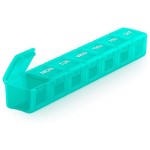 Sukuos Extra Large Weekly Pill Organizer, 7 Day Daily Pill Box Case Arthritis Friendly, Silkscreen Printed Medicine Container with Clear Lid for Vitamins, Fish Oils or Supplements (Cyan)
