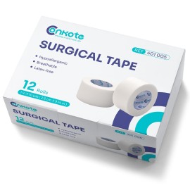 Conkote Soft Paper Surgical Tape 1 x 10 Yards, Gentle Adhesion and Hypoallergenic, 12 Rolls