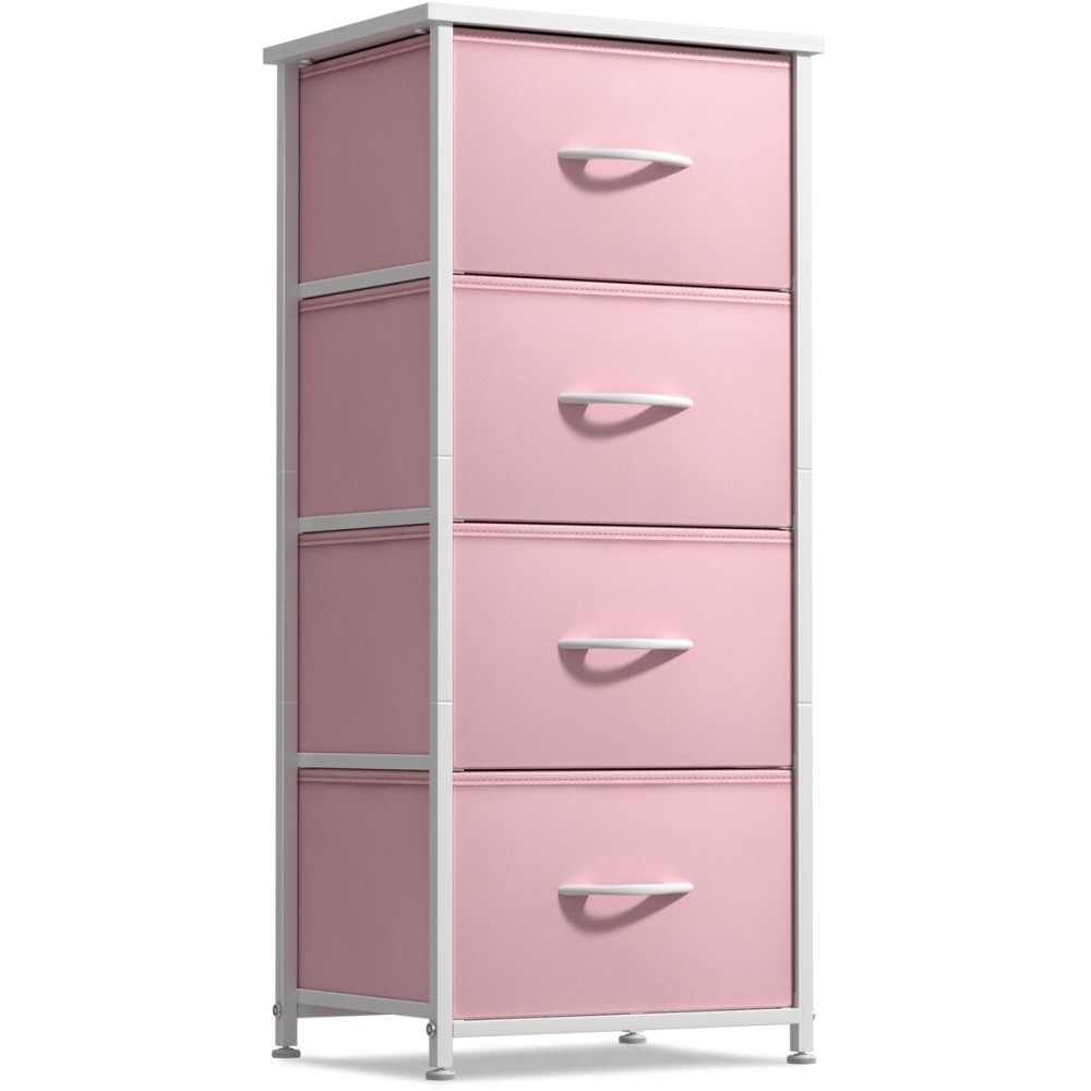 Sorbus Dresser Storage Tower, Organizer Drawers for Closet Boys & Girls Bedroom, Bedside Furniture, Chest for Home, College Dorm, Steel Frame, Wood Top, Fabric Bins(Pink)