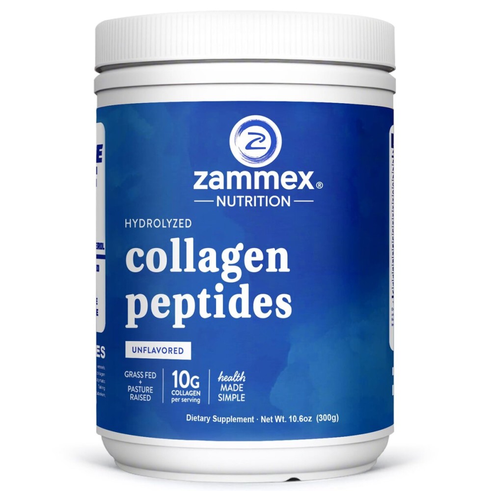 Zammex Premium Collagen Peptides Powder,Hydrolyzed Collagen Peptide for Women Men,Support for Hair Skin Nails, Joints Health,Grass Fed,Non-GMO,Keto Friendly,Gluten-Free,Easy to Digest,30 Servings