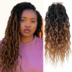 Faux Locs Crochet Hair 6Packs 16Inch Pre-looped Goddess Loc Crochet Hair, Short Locs with Soft Curly Ends Dreadlocks Faux Crochet Locs Synthetic Braids Extensions 72strands (16\'\', T30)