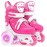 Quad Roller Skates for Kids Girls with Adjustable Size (Age 3-9), Double Brakes, Luminous Wheels, 3-Point Balance, Include Knee Pads Elbow Pads Wrist Guards