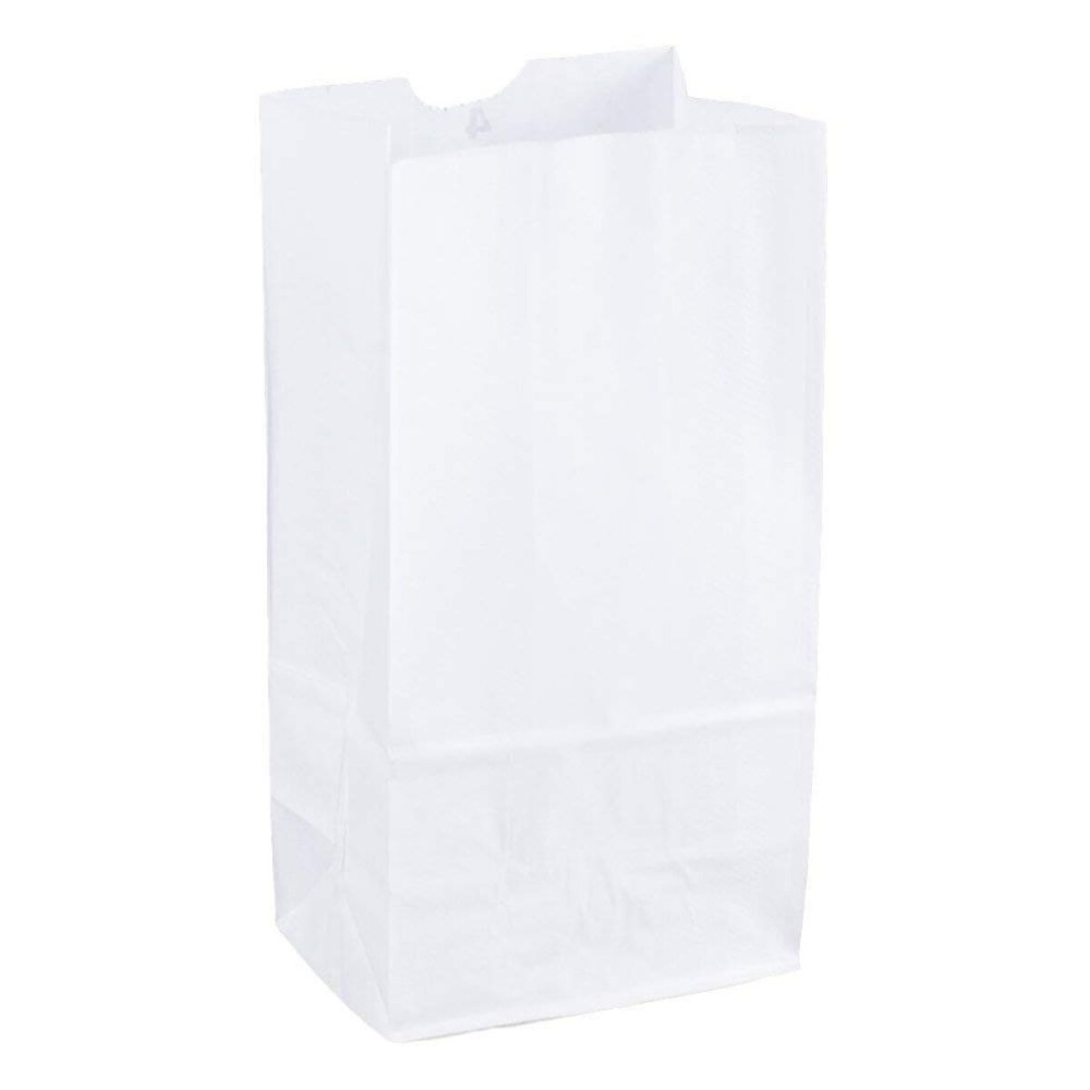 Perfect Stix - Kraft White Bag 6-200 6lb Kraft White Paper Bags- Pack of 200ct, White Bags