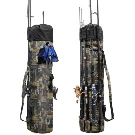 Allnice Fishing Tackle Bag Oxford Fishing Rod Case Portable High-capacity Fishing Pole Carry Organizer Outdoor Waterproof Fishing Tools Storage Bag for Fisherman (Multiolor)