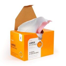 QUALIAZERO CITRUS SCENTED 21 Gal / 80 Liter | Drawstring Closure Trash Bag | Heavy Duty (CITRUS, 45 BAGS), WHITE, (L10001)