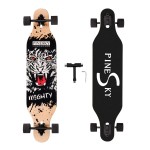 PINESKY 41 Inch Longboard Skateboard 9 Ply Natural Maple Complete Skateboard Cruiser for Cruising, Carving, Free-Style and Downhill with T-Tool Tiger