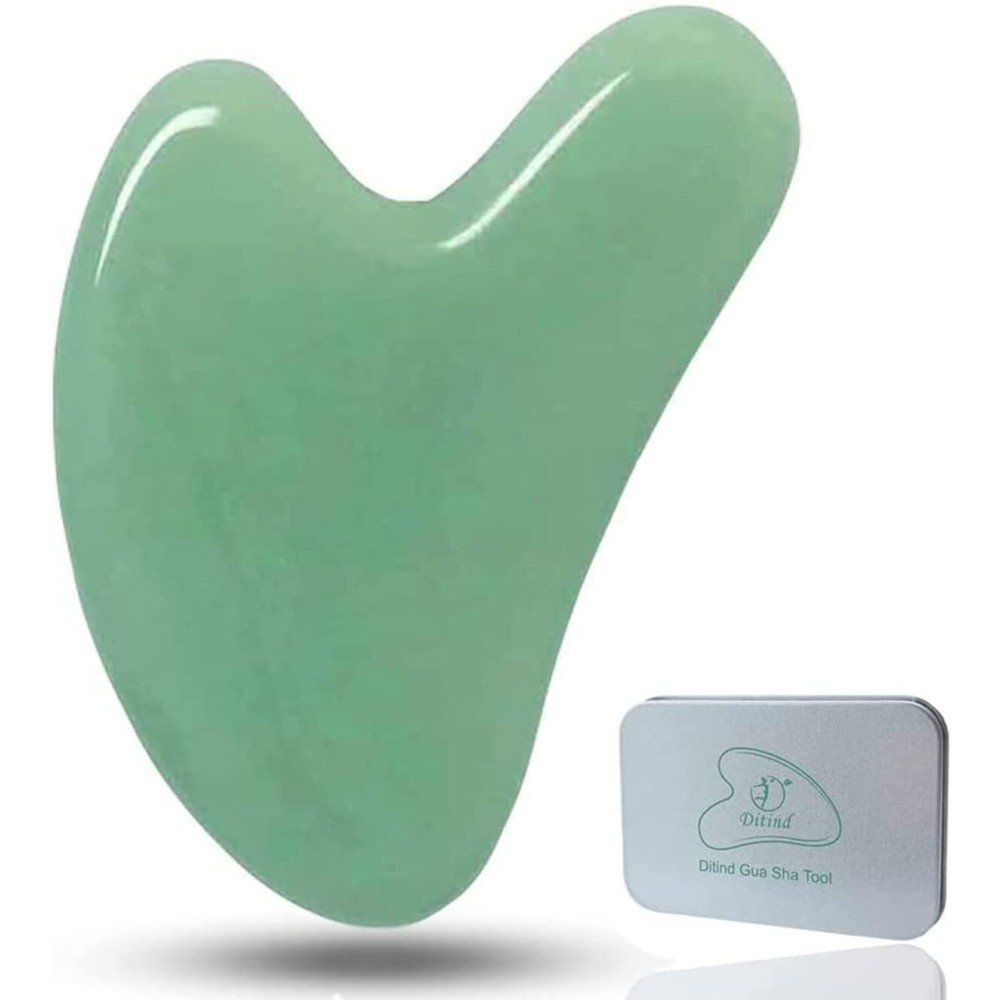 Ditind Gua Sha, Jade Stone Gua Sha Massage Tool, Guasha Tool for Face and Body Skin Massage. Gua Sha Set for Toxins Prevents Wrinkles for SPA Acupuncture, Therapy Trigger Point Treatment.