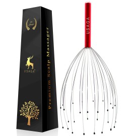 USAGA 28 Fingers Head Scratcher, Head Massager, Scalp Massager for Scalp Body Relaxing (Red)