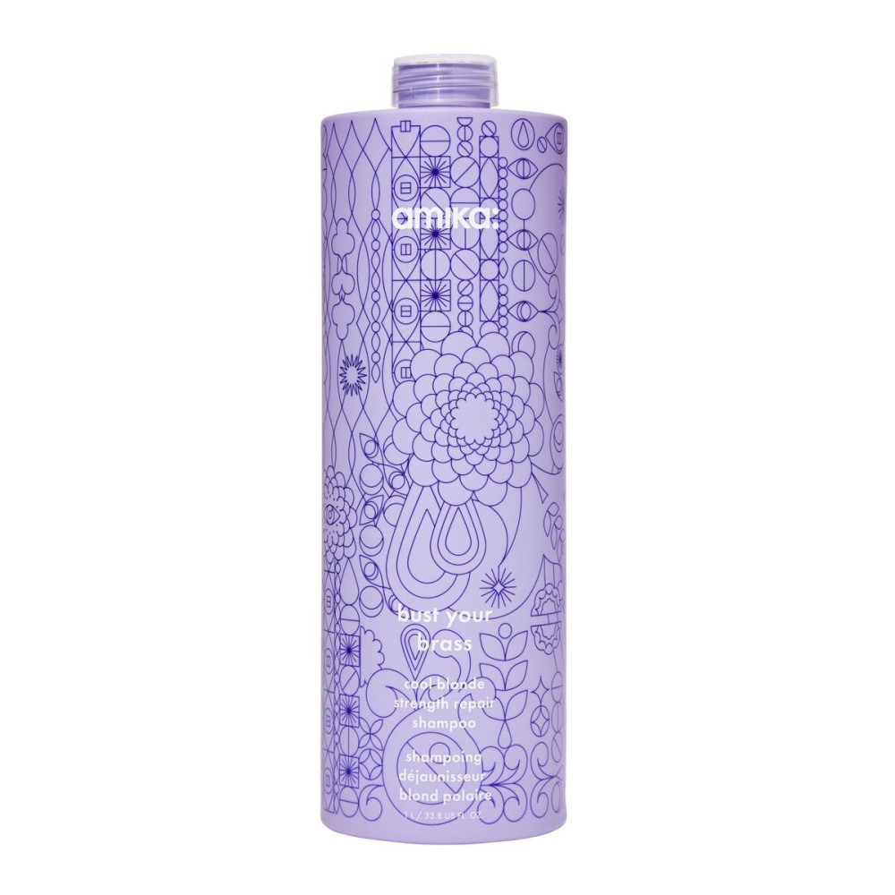 amika bust your brass cool blonde strength repair shampoo, 1000ml