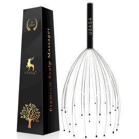 USAGA 28 Fingers Head Scratcher, Head Massager, Scalp Massager for Scalp Body Relaxing (Black)