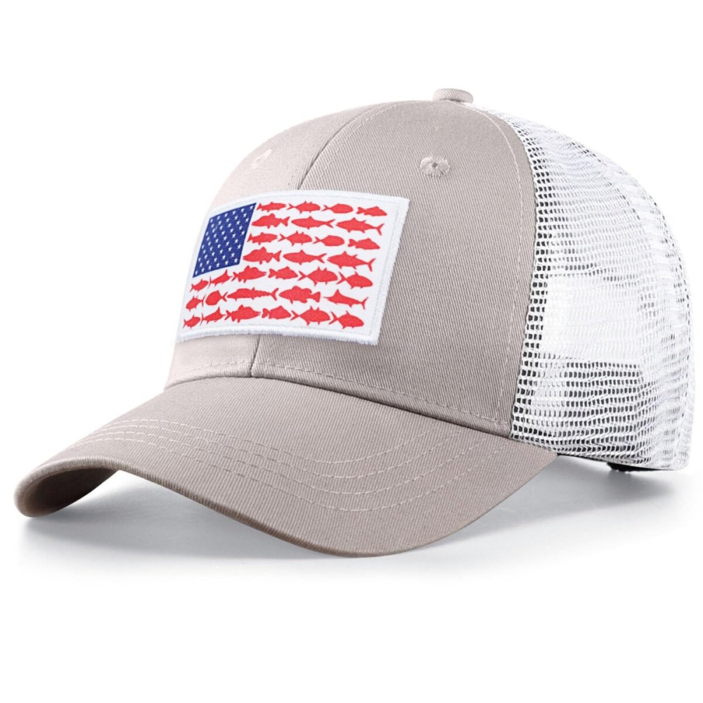 Naicissism American Fish Flag Trucker Hat, Fishing Gifts for Men, Outdoor Snapback Fishing Hat Perfect for Fishing and Daily Use