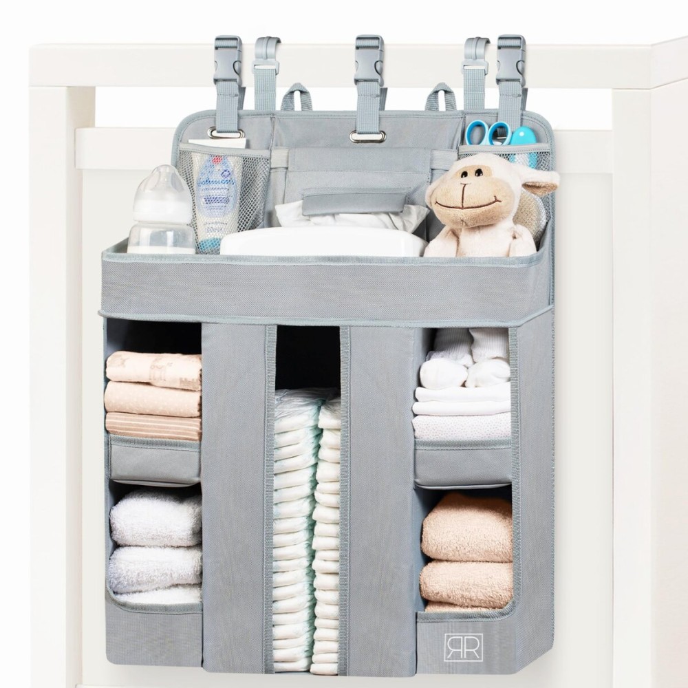 ROYAL RUSU Premium Hanging Diaper Caddy Organizer - Nursery Storage Caddy for Baby Essentials - Ideal Gift for Boys & Girls - Fits Crib, Changing Table, Playard, Wall & Door