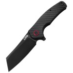 CJRB Crag Folding Pocket Knife, 3.43 AR-RPM9 Steel Blade Carbon Fiber Handle EDC Knife with Pocket Clip for Men Women Camping Survival Hiking, Black (J1904)