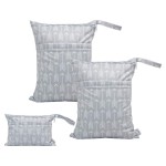 ALVABABY 3pcs Baby Cloth Diaper Wet/Dry Bags|Waterproof Reusable with Two Pockets|Travel, Beach, Pool, Daycare, Soiled Baby Items,YogaGym Bag for Swimsuits or Wet Clothes 3L-YX36
