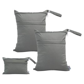 ALVABABY 3pcs Baby Cloth Diaper Wet/Dry Bags|Waterproof Reusable with Two Pockets|Travel, Beach, Pool, Daycare, Soiled Baby Items,YogaGym Bag for Swimsuits or Wet Clothes 3L-B29