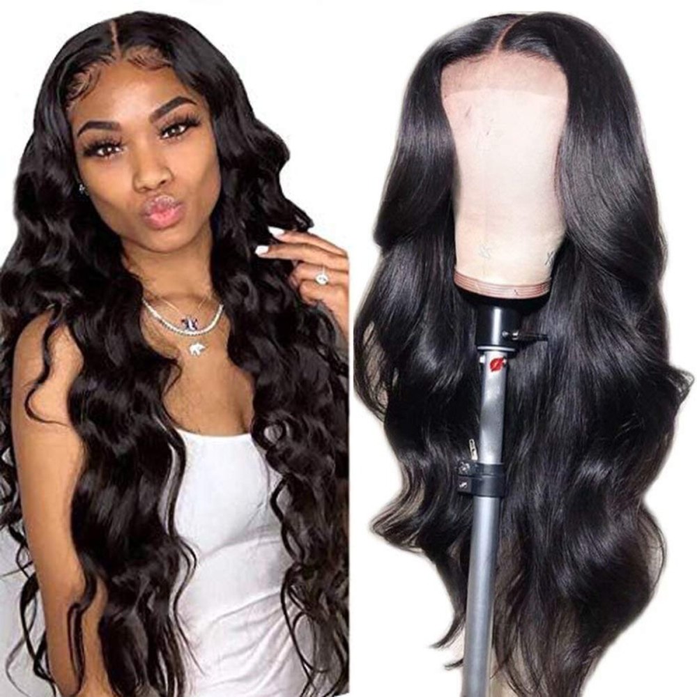 IUPin 4x4 Body Wave Lace Closure Human Hair Wigs Brazilian Lace Front Wigs Human Hair for Black Women 150% Density Pre Plucked Bleached Knots (20inch, Body Wave Wig)