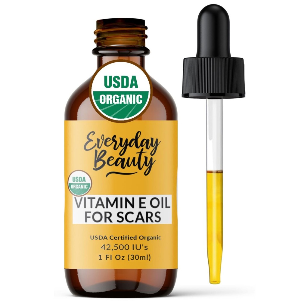 Organic Vitamin E Oil for Scars - All Natural & Vegan Skin Moisturizer 1oz - Light and Unscented Great for Scars After Surgery - Reduce Wrinkles, Anti Aging, Lighten Dark Spots - Face, Skin & All Over