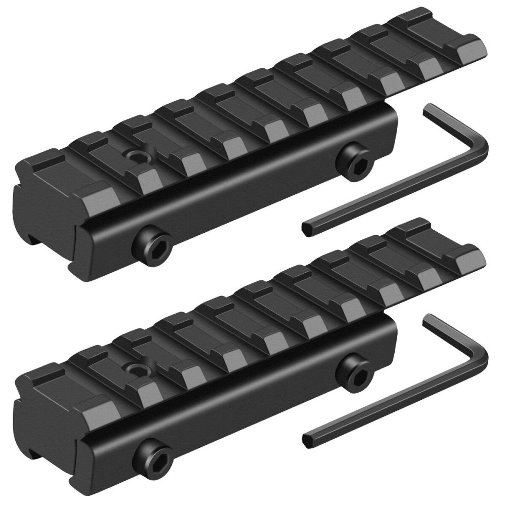 LONSEL Dovetail to Picatinny Rail Adapter 11mm Dovetail to 21mm Picatinny Rail Convert Mount - Low Profile Scope Riser Rail Adaptor - Base Mount 3/8 to 7/8 Converter (2 Pack)