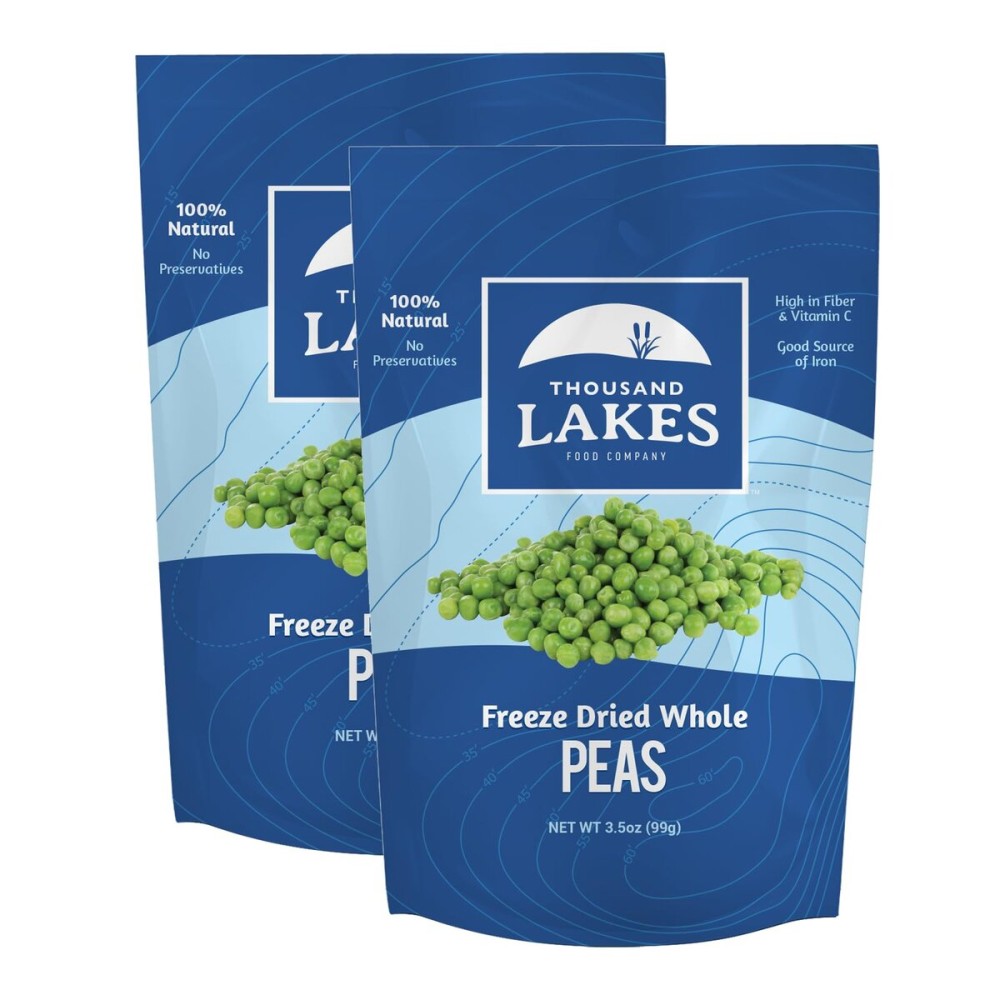 Thousand Lakes Freeze Dried Vegetables - Whole Peas 2-pack 3.5 ounces (7.0 ounces total) | No Salt Added