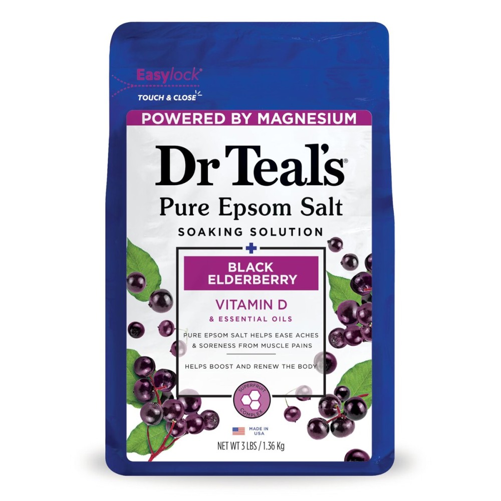 Dr Teal\'s Salt Soak with Pure Epsom Salt, Elderberry, 3 lbs