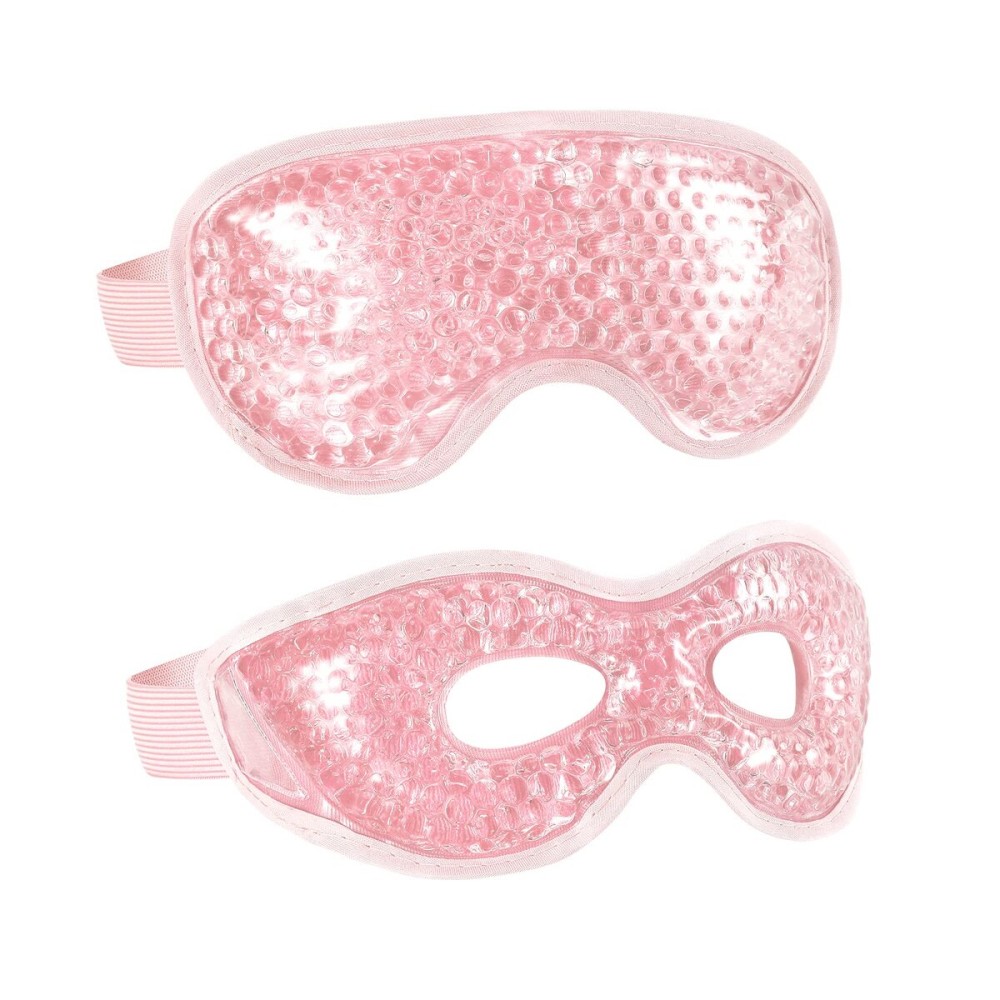 2PCS Gel Eye Mask Reusable Cold Therapy Gel Bead Eye Mask for Puffiness/Dark Circles/Eye Bags/Dry Eyes/Headaches/Migraines/Stress Relief, Cold Compress Mask (Pink)