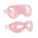 2PCS Gel Eye Mask Reusable Cold Therapy Gel Bead Eye Mask for Puffiness/Dark Circles/Eye Bags/Dry Eyes/Headaches/Migraines/Stress Relief, Cold Compress Mask (Pink)