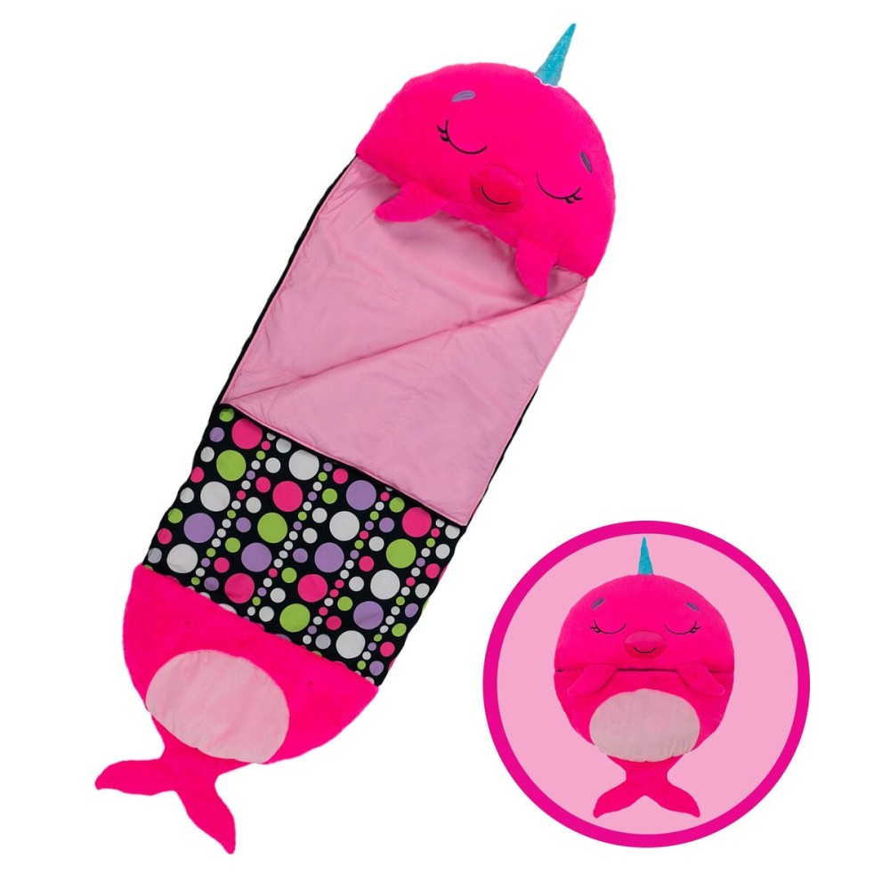 Happy Nappers Pillow & Sleepy Sack- Comfy, Cozy, Compact, Super Soft, Warm, All Season, Sleeping Bag with Pillow- Narwhal (Medium- 54 x 20)