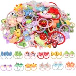 WillingTee 120pcs (60 pairs) Mix Colors Girl\'s Elastic Hair Ties Soft Rubber Bands Hair Bands Holders Pigtails Hair Accessories for Girls Infants Toddlers Kids Teens and Children