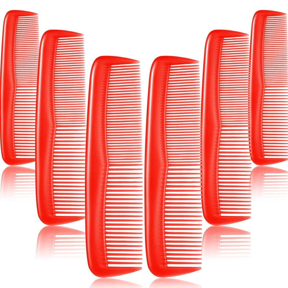 Leinuosen 12 Pieces Hair Combs Set Pocket Plastic Fine Tooth Dressing Comb for Women and Men, Peines Para Cabello(Red)