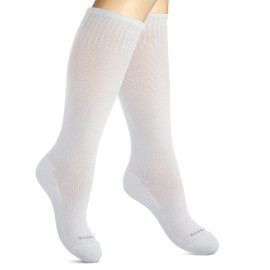 SocksLane Cotton Compression Socks for Women & Men. 15-20 mmHg Support Knee-High Solid White M/L