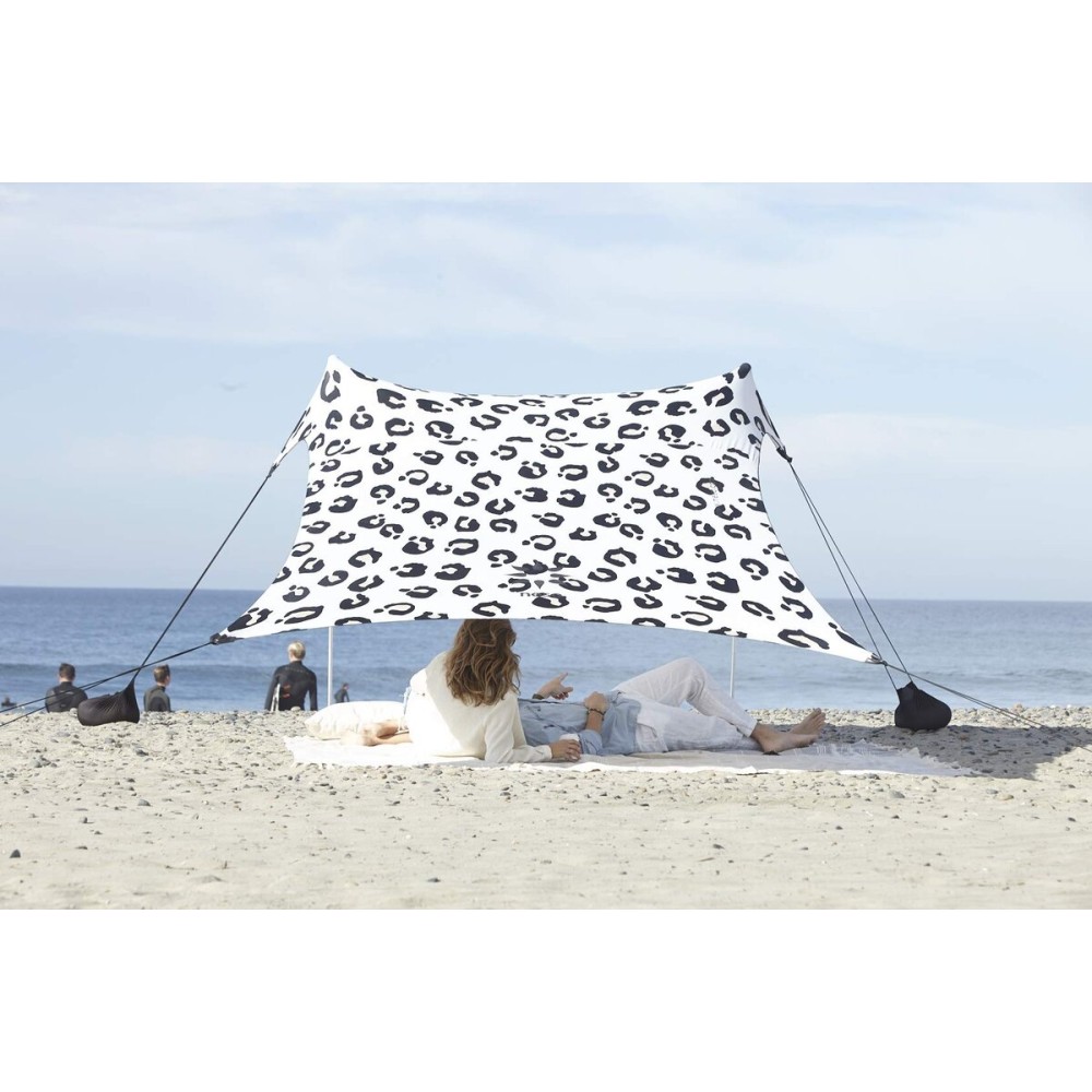 Neso Portable Beach Tent Sun Shelter with Sand Anchor - Lightweight Beach Shade Canopy - Easy Setup for Family Outings - Patented Reinforced Corners - UPF 50+ Sun Protection - 7 x 7ft - Leopard