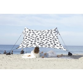 Neso Portable Beach Tent Sun Shelter with Sand Anchor - Lightweight Beach Shade Canopy - Easy Setup for Family Outings - Patented Reinforced Corners - UPF 50+ Sun Protection - 7 x 7ft - Leopard