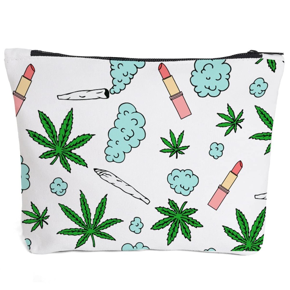 IHopes+ Funny Green Leaf Lipstick Makeup Bag for Women Best Friends Sister Teens Makeup Lover | Cute Leaf Lipstick Zipper Pouch Bag Cosmetic Travel Accessories Bag Toiletry Case