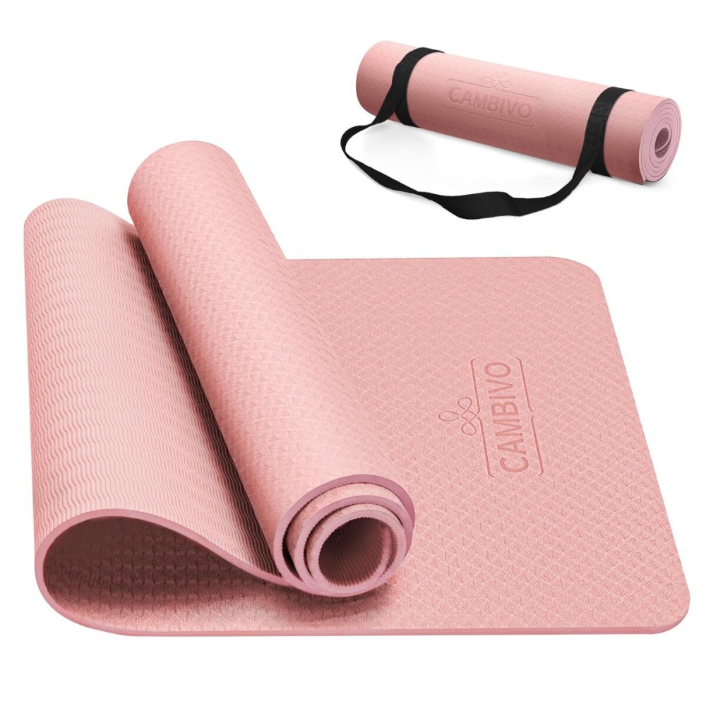 CAMBIVO Yoga Mat for Women Men Kids, 72 x 24 x 6mm Extra Thick TPE Yoga Mat Non Slip, Workout Mat with Carrying Strap for Yoga, Pilates,Stretching,Meditation and Floor Exercises