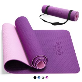 CAMBIVO Pilates Mat for Women Men Kids, 1/3 & 1/4 & 2/5 Inch Thick Yoga Mat Non Slip, 72 x 24 TPE Yoga Mats, Workout Mat for Yoga, Fitness and Floor Exercises (Purple+Pink, 1/3)