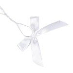 AKLVBL 50 Pack White Satin Ribbon Twist Tie Bows for Treat Bags, Gift Bags, Bakery Candy Bags and Package Decorating Ribbon Bow, Bowknot for Gifts