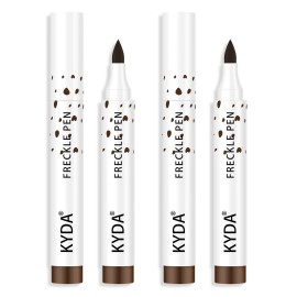 KYDA 2 Pcs Freckle Makeup Pen, Natural Lifelike Freckle Makeup Magic Color, Waterproof Longlasting Soft Dot Sopt Pen, for Natural Effortless Sunkissed-Dark Brown
