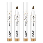 KYDA 2 Pcs Freckle Makeup Pen, Natural Lifelike Freckle Makeup Pen Magic Color, Waterproof Longlasting Soft Dot Sopt, for Natural Effortless Sunkissed Make up-Light Brown