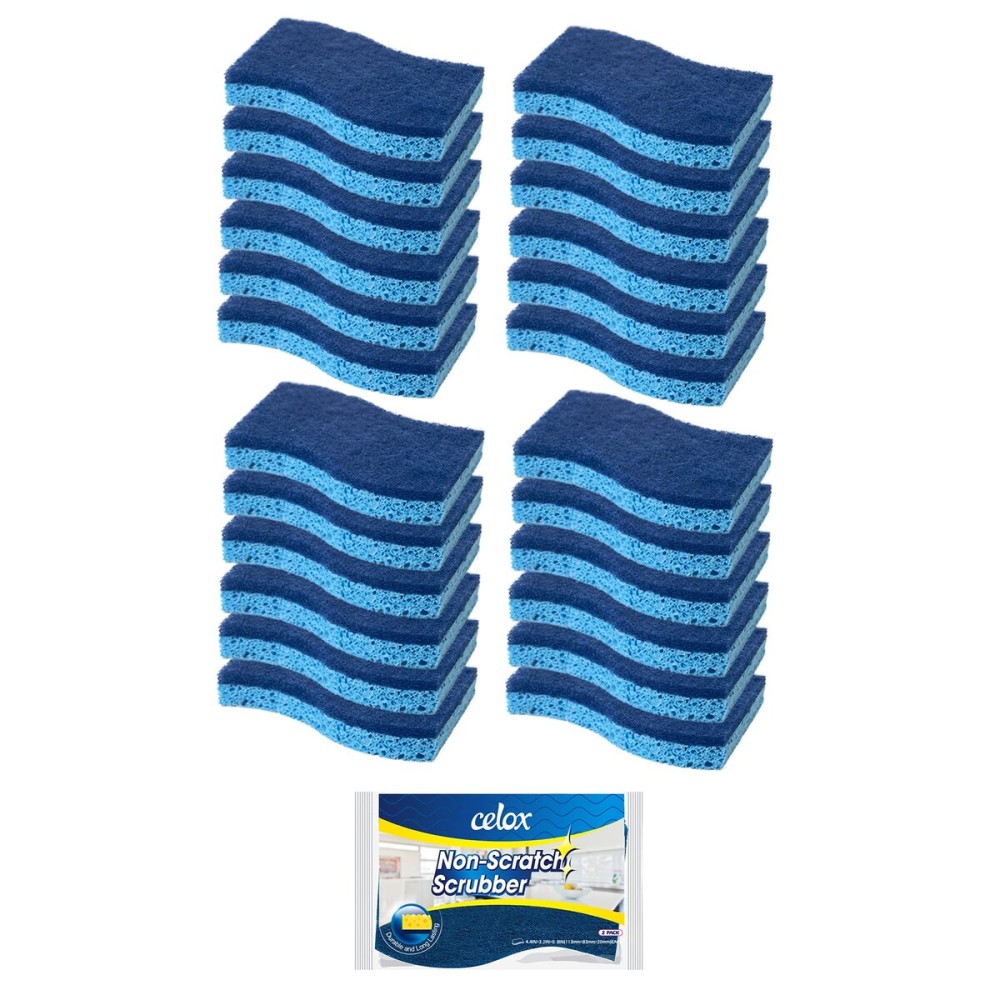 CELOX 24 Pack Non-Scratch Dish Sponge, Dual Sided Kitchen Sponges for Dishes, Long Lasting Dishwashing Household Cleaning Sponges for Kitchen, Easy to Dry and Reusable