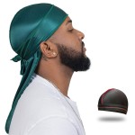 ForceWave Silky Durag for Men Wave Cap Satin Dorag for Men Women 360 Wave Green