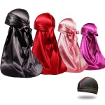 4PCS Silky Durags for Men Women 360 Waves with 1 Wave Cap, Silky Satin Durag Extra Long Tails