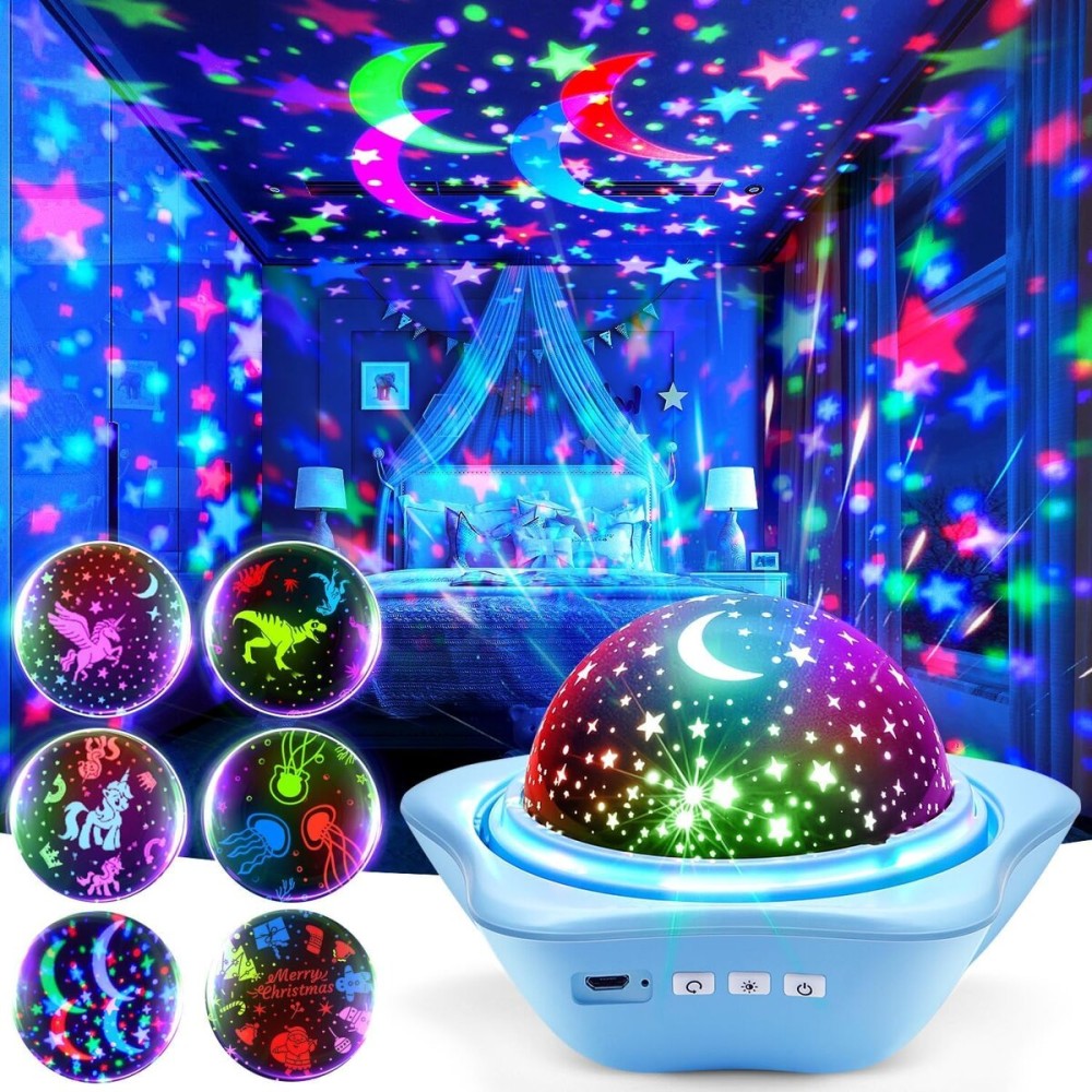 One Fire Night Light for Kids Gifts, 6 Films+78 Lighting Modes Ceiling Star Projector, Rechargeable Night Light Projector,360Rotion Star Lights for Bedroom Decor,Sensory Toys for Baby Christmas Gifts