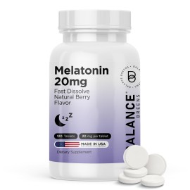 Balancebreens Melatonin 20mg Fast Dissolve Tablets - High Potency, Fast Acting, Natural Sleep Support - Sleep Aids for Adults - Non-Groggy, Drug-Free Formula - 120 Sleeping Pills