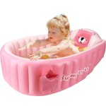 SHXKUAN Inflatable Baby Bathtub Infant Anti-Slip Bath Seat Pool with Air Pump Travel Camping Portable Toddler Bath Tub Age 0-5 Years Old (Pink)