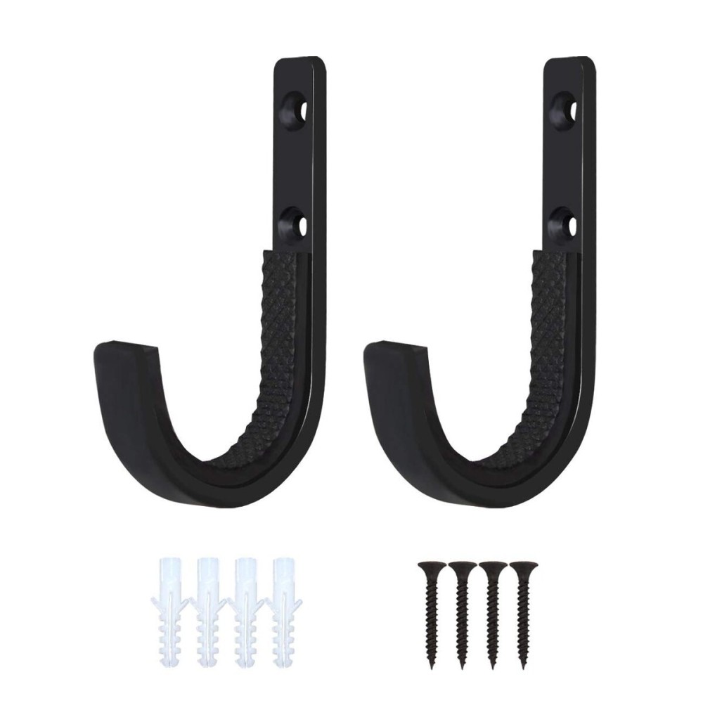 Mind and Action Horizontal Metal Gun Rack and Shotgun Hooks Rifle Hangers Store Rifle Shotgun and Bow, Wall Mount Storage (Black 1 Pair)