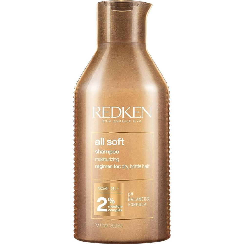 Redken All Soft Shampoo - Moisturizes & Hydrates Dry, Brittle Hair, Gently Cleanses and Softens, With Argan Oil, Safe For Color-Treated Hair, 10.1 Fl Oz