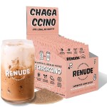 Renude Chagaccino - Chaga Mushroom Powder, Mushroom Coffee Drink Mix with Adaptogens, Natural Energy and Immune Support, Vegan, Keto, Zero Calorie Mushroom Blend Powder - 10 Servings