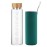 sunkey Glass Water Bottle 32 oz Wide Mouth with Sleeve Bamboo Lid Motivational Water Bottle With Time Marker Reusable Safe for Hot Cold Drinks Bpa Free (Green)